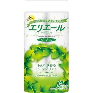 大王製紙　エリエール　トイレットティシュー　リーフプリント　ダブル　芯あり　香りつき　２５ｍ　１パック（１２ロール）