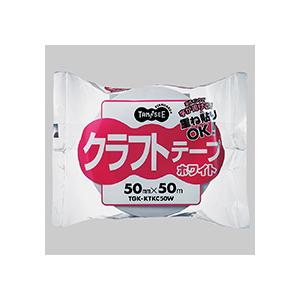 TANOSEE　クラフトテープ　重ね貼可能　５０ｍｍ×５０ｍ　厚み約０．１４ｍｍ　白　１巻