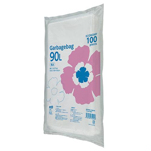 TANOSEE　ゴミ袋エコノミー　乳白半透明　９０Ｌ　１パック（１００枚）