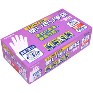 エステー　モデルローブ　Ｎｏ．９９１　ニトリル使いきり手袋（粉なし）　Ｍ　ホワイト　１箱（１００枚）