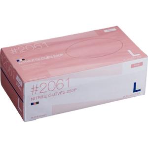 川西工業　ニトリル　使いきり手袋　粉なし　Ｌ　ピンク　＃２０６１　１箱（２５０枚）｜tanomail