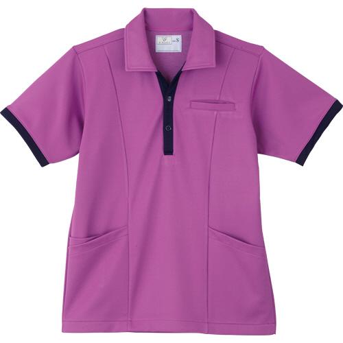 ケアワークシャツ　リップル防縮ニット　パープル　Ｍ　ＣＲ１２９−８０　１着（お取寄せ品)