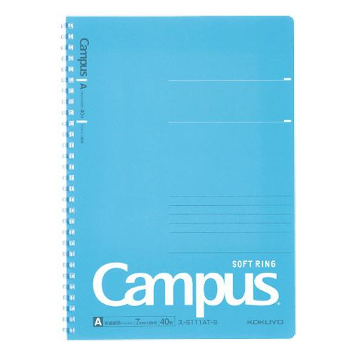 キャンパス　ソフトリングノート　セミＢ５　Ａ罫　４０枚　ブルー　ス−Ｓ１１１ＡＴ−Ｂ　１冊