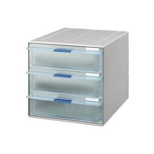レターケース（ＵＮＩＦＥＥＬ）　透明引出しタイプ　Ａ４タテ　深型３段　ライトグレー　ＬＣ−ＵＮＴ２０...