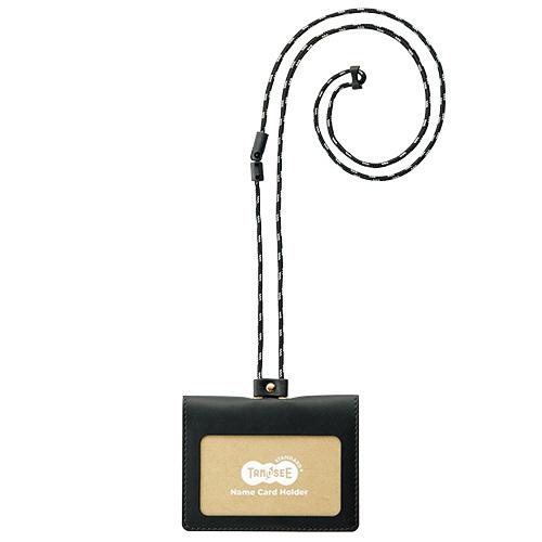 ＴＡＮＯＳＥＥ　合皮製ネームカードホルダー　２つ折りタイプ　ブラック　１個