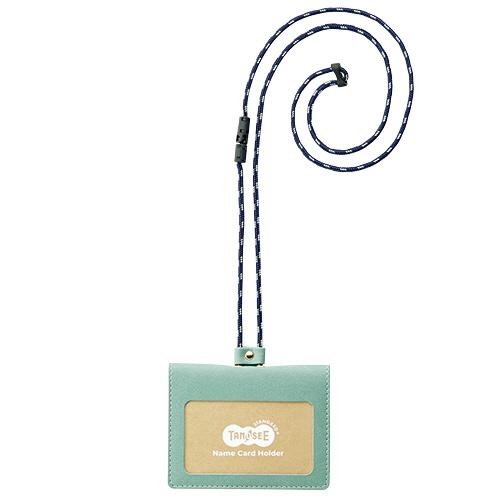 ＴＡＮＯＳＥＥ　合皮製ネームカードホルダー　２つ折りタイプ　ブルー　１個