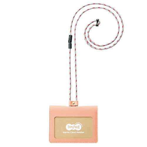 ＴＡＮＯＳＥＥ　合皮製ネームカードホルダー　２つ折りタイプ　ピンク　１個