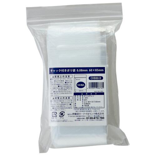 伊藤忠リーテイルリンク　チャック付ポリ袋　０．０８×６０×８５ｍｍ　ＣＨＢ８０−Ｂ　１パック（１００...
