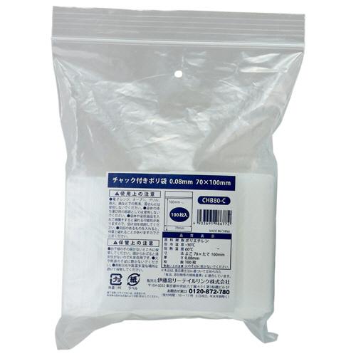 伊藤忠リーテイルリンク　チャック付ポリ袋　０．０８×７０×１００ｍｍ　ＣＨＢ８０−Ｃ　１パック（１０...