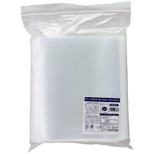 伊藤忠リーテイルリンク　チャック付ポリ袋　０．０８×２００×２８０ｍｍ　ＣＨＢ８０−Ｉ　１パック（１...