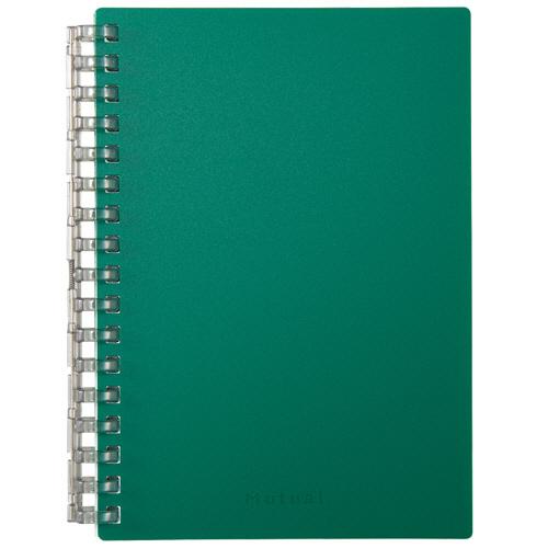 Ｍｕｔｕａｌ　オープンリングノート　Ａ６タテ　１７穴　５ｍｍ方眼罫　リーフ５０枚付属　ディープグリー...