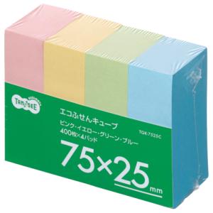 大塚商会 TANOSEE ふせん 75×75mm 4色混色 1パック