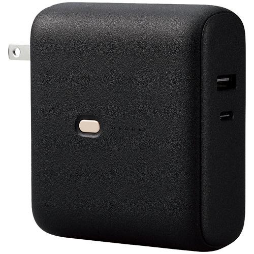 エレコム　ＡＣ充電器一体モバイルバッテリー（２０Ｗ／Ｃ×１＋Ａ×１）　１００００ｍＡｈ　ブラック　Ｄ...
