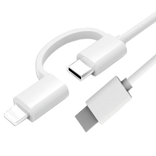 トップランド　ＣｔｏＣ＋Ｃｔｏライトニング２ＷＡＹケーブル　１．０ｍ　ＣＨＣＣＬ１０−ＷＴ　１本