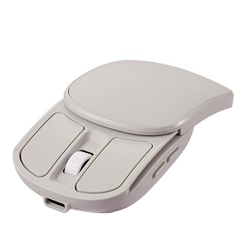 Ｄｉｇｉｏ２　無線充電式スライド静音５ボタンＢｌｕｅＬＥＤマウス　グレージュ　ＭＵＳ−ＲＫＦ２３５Ｇ...