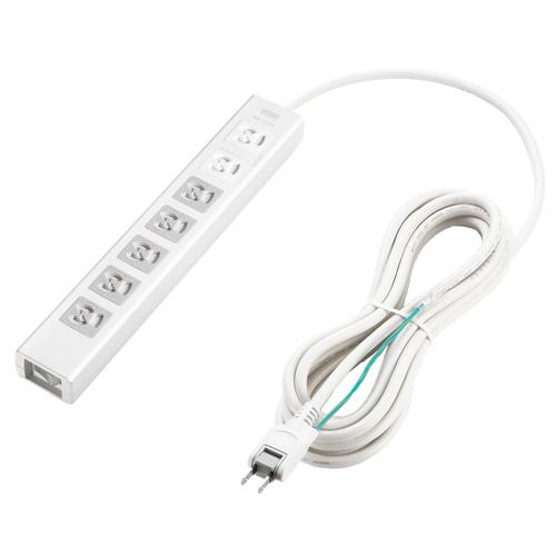 抜け止めシャッタータップ　５個口連動集中スイッチ＋雷ガード（２Ｐプラグ）タイプ　３Ｐ・７個口　５ｍ（...