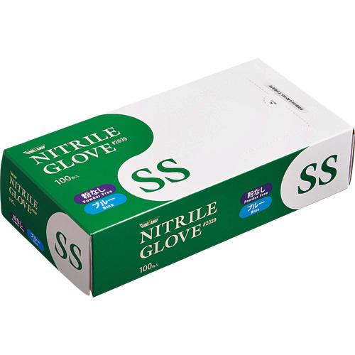 川西工業　ニトリル　使いきり極薄手袋　粉なし　ブルー　ＳＳ　＃２０３９　１箱（１００枚）