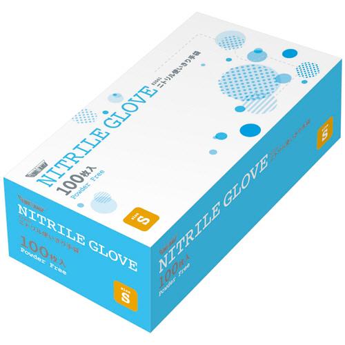 川西工業　ニトリル使いきり手袋　パウダーフリー　ブルー　Ｓ　＃２０４１　１箱（１００枚）