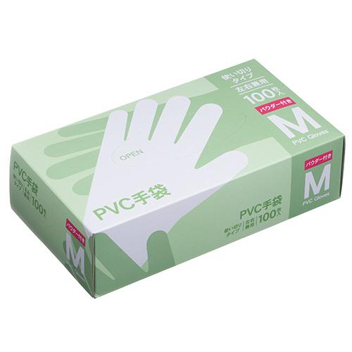 ＰＶＣ手袋　パウダー付き　Ｍ　１箱（１００枚）
