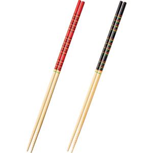 大和物産　カブキ菜箸　赤・黒　約３３ｃｍ　１パック（２膳）