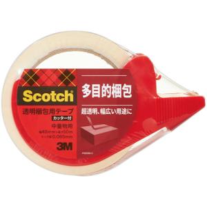 ３Ｍ　スコッチ　透明梱包用テープ　中・軽量物用　４８ｍｍ×５０ｍ　カッター付　３１３Ｄ　１Ｐ　１巻｜tanomail