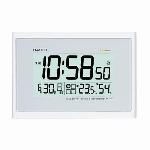 カシオ　生活環境お知らせ電波掛置時計　温湿度計付　ホワイト　ＩＤＬ−１００Ｊ−７ＪＦ　１台