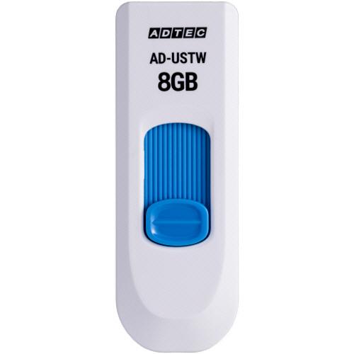 アドテック　ＵＳＢ２．０　スライド式フラッシュメモリ　８ＧＢ　ホワイト／ブルー　ＡＤ−ＵＳＴＷ８Ｇ−...