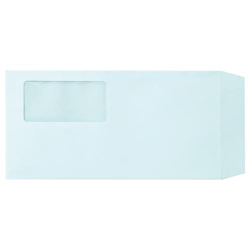 TANOSEE　窓付封筒　裏地紋なし　長３　テープのり付　８０ｇ／ｍ2　ブルー（窓：フィルム）　１パ...