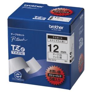 ブラザー工業 ブラザー ピータッチ用TZeテープカセット 白に黒文字