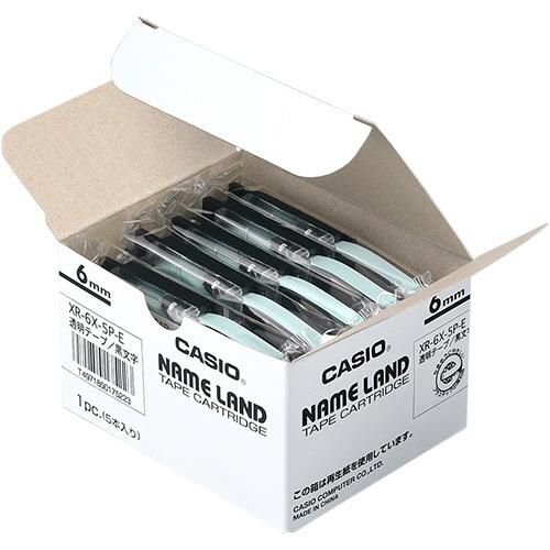 カシオ　ＮＡＭＥ　ＬＡＮＤ　スタンダードテープ　６ｍｍ×８ｍ　透明／黒文字　ＸＲ−６Ｘ−５Ｐ−Ｅ　１...