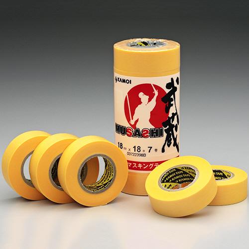 カモ井加工紙　和紙マスキングテープ　武蔵　１８ｍｍ幅　ＭＵＳＡＳＨＩＪＡＮ−１８　１パック（７巻）（...