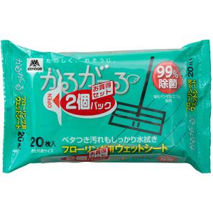 山崎産業　かるがーる　フローリング用ウェットシート　１パック（４０枚：２０枚×２袋）｜ぱーそなるたのめーる