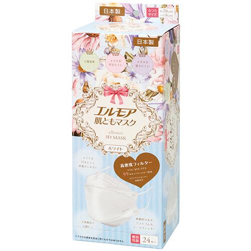 エルモア　肌ともマスク　Ｆｌｏｗｅｒ　３Ｄ　ホワイト　（個別包装）　１箱（２４枚）　カミ商事
