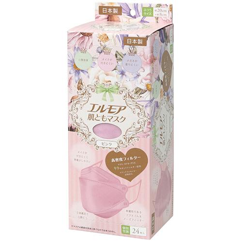 エルモア　肌ともマスク　Ｆｌｏｗｅｒ　３Ｄ　ピンク　（個別包装）　１箱（２４枚）　カミ商事