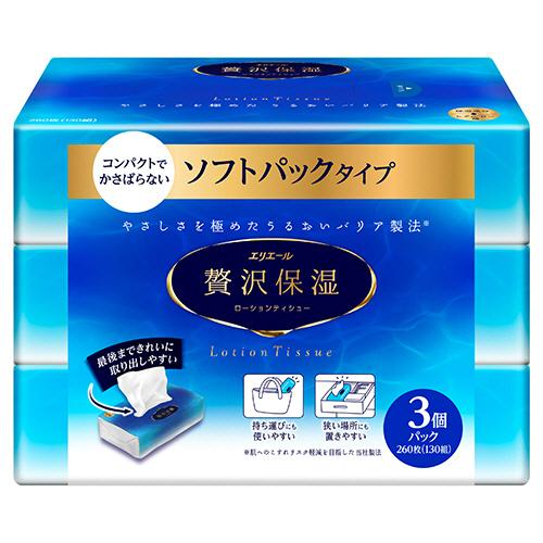 大王製紙　エリエール　贅沢保湿　ソフトパックティシュー　１３０組／個　１パック（３個）