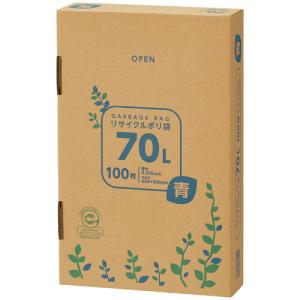 ＴＡＮＯＳＥＥ　リサイクルポリ袋　青　７０Ｌ　ＢＯＸタイプ　１箱（１００枚）｜tanomail