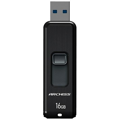 アーキス　ＵＳＢ３．２（Ｇｅｎ１）　スライド式フラッシュメモリ　１６ＧＢ　ブラック　ＡＳ−０１６ＧＵ...
