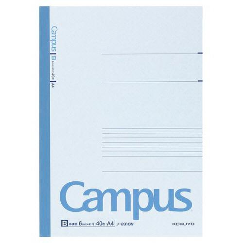 コクヨ　キャンパスノート（中横罫）　Ａ４　Ｂ罫　４０枚　ノ−２０１ＢＮ　１セット（１０冊）