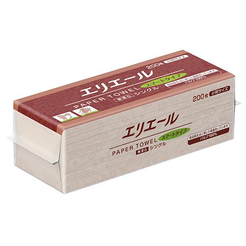 エリエール　ペーパータオル　スマートタイプ　無漂白シングル　小判　２００枚／パック　４２パックセット...