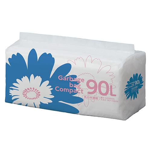 TANOSEE　ゴミ袋　コンパクト　乳白半透明　９０Ｌ　１セット（３００枚：５０枚×６パック）