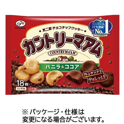 不二家　カントリーマアム　バニラ＆ココア　１８枚（バニラ９枚、ココア９枚）／パック　１セット（５パッ...