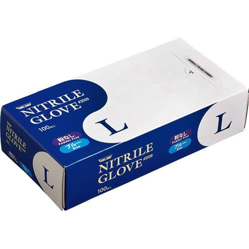 川西工業　ニトリル　使いきり極薄手袋　粉なし　ブルー　Ｌ　＃２０３９　１セット（３０００枚：１００枚...
