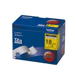 ブラザー　ピータッチ　ＴＺｅテープ　ラミネートテープ　１８ｍｍ　黄／黒文字　業務用パック　ＴＺＥ−６...