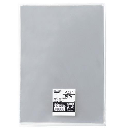TANOSEE　ＯＰＰ袋　フラット　角２　２４０×３３２ｍｍ　１パック（１００枚）