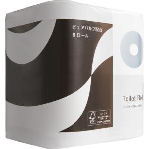 TANOSEE　トイレットペーパー　パルプブレンド　シングル　芯あり　８０ｍ　１パック（８ロール）｜tanomail