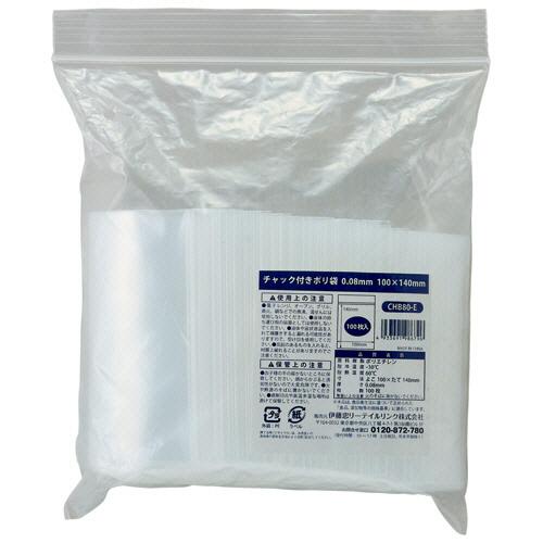 伊藤忠リーテイルリンク　チャック付ポリ袋　０．０８×１００×１４０ｍｍ　ＣＨＢ８０−Ｅ　１セット（５...