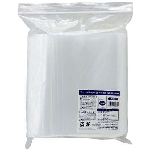 伊藤忠リーテイルリンク　チャック付ポリ袋　０．０８×１７０×２４０ｍｍ　ＣＨＢ８０−Ｈ　１セット（５...