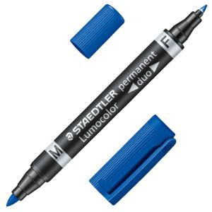 ステッドラー　油性マーカー　ルモカラー　デュオ　Ｍ（１．５ｍｍ）／Ｆ（０．６ｍｍ）　ブルー　３４８−３　１セット（１０本）　（お取寄せ品）｜tanomail