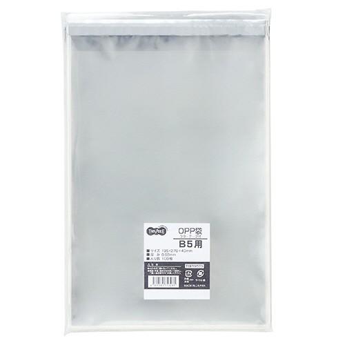 TANOSEE　ＯＰＰ袋　フタ・テープ付　Ｂ５用　１９５×２７０＋４０ｍｍ　１セット（５００枚：１０...