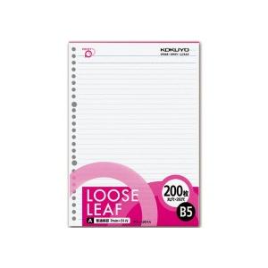コクヨ　ルーズリーフ　ポジティ　Ｂ５　Ａ罫　２６穴　Ｐ３ノ−２０１Ａ　１セット（１０００枚：２００枚...